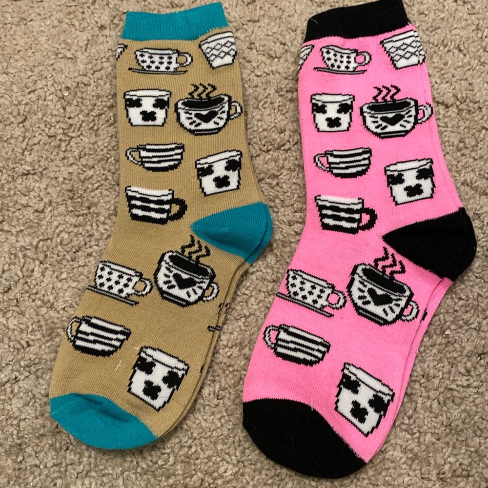 NWOT FUN SOCKS- Adult Unisex Socks- 2 Pairs Coffee Theme Size 7 to 10